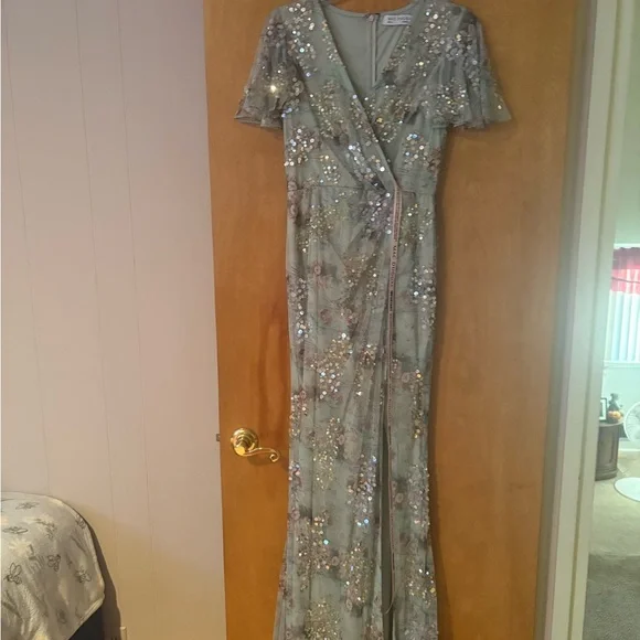 Mac Duggal Sequin Floral Maxi Dress - Picture 1 of 8
